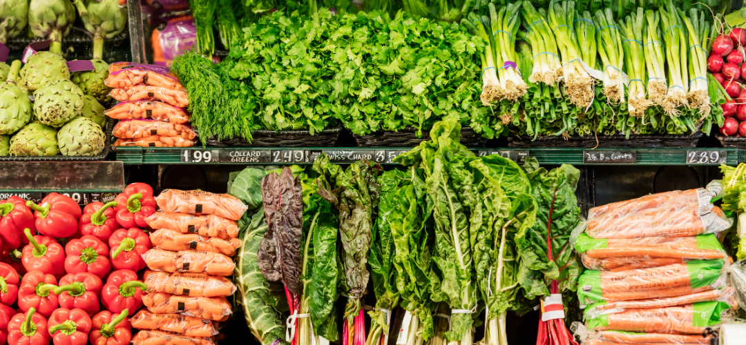 Fresh produce in a grocery store