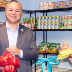 San Diego Food Bank CEO Casey Castillo and Walden Family Services CEO Teresa Stivers celebrate the grand opening of the Walden Wellness Pantry.